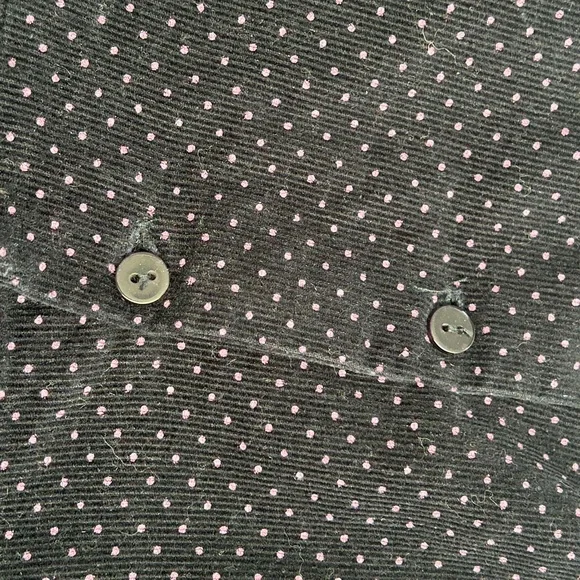 Vintage Navy Corduroy Polka Dot Dress with Pink Ballet Shoe Applique - Picture 9 of 10